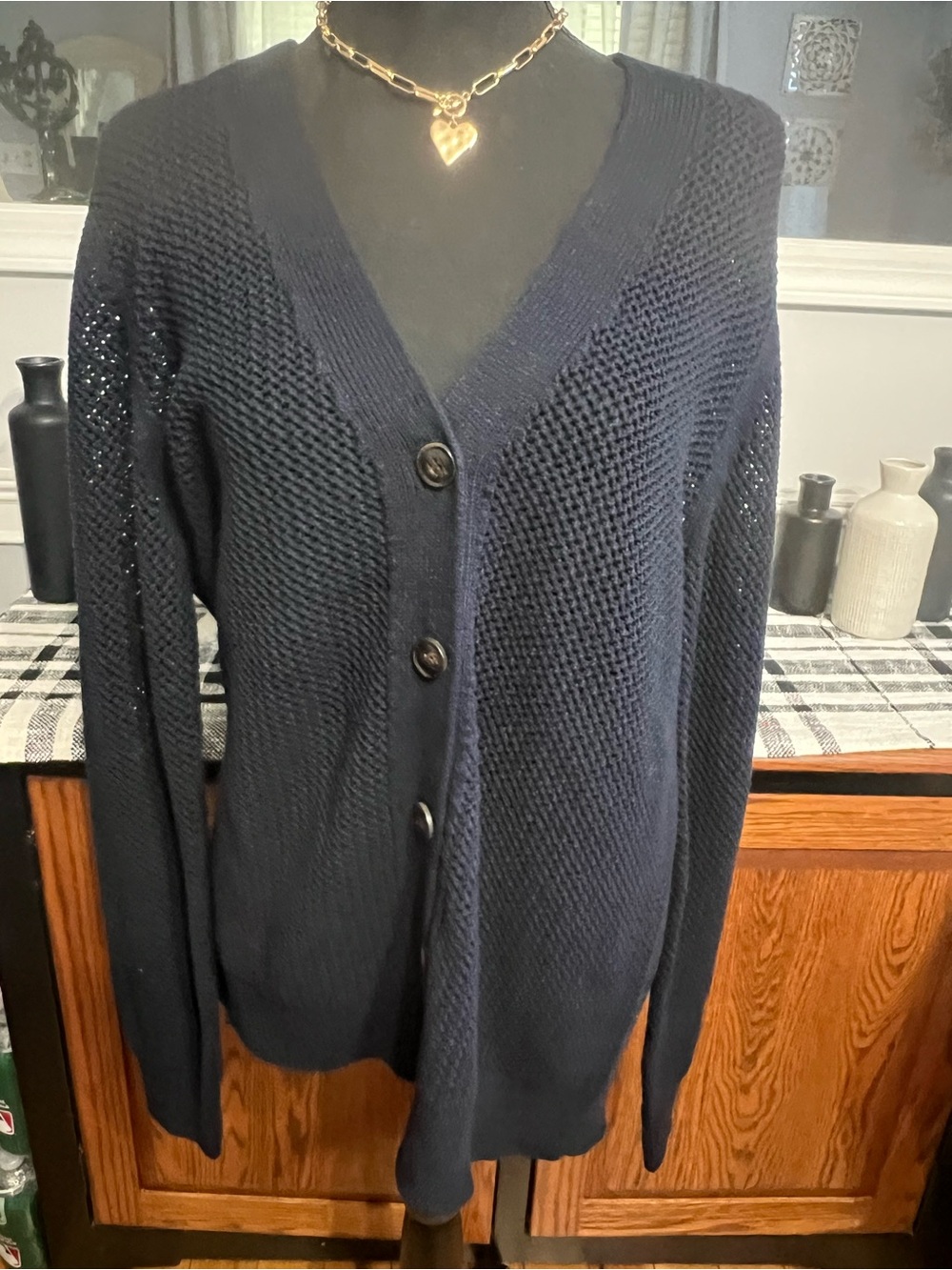 Architect Navy V-Neck Button Front Cardigan